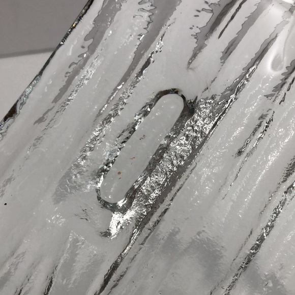 Rectangle Clear Thick Glass Ice Bark Design Appetizer/Platter/Tray NWT - Picture 3 of 13